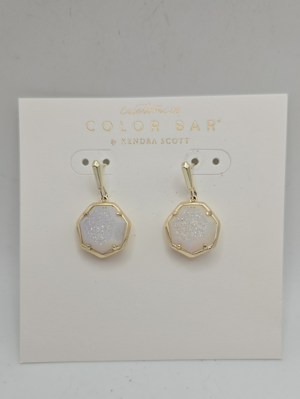 Rare Kendra Scott Gold Cynthia Iridescent Druzy Earrings